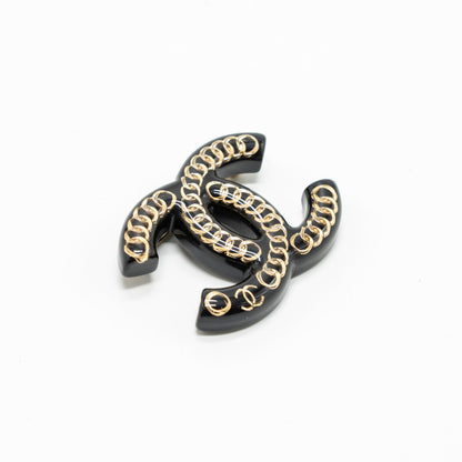 Chanel CC logo Brooch Acrylic Black LGHW