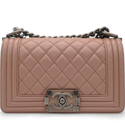 Blush Pink Quilted Leather Medium Boy Flap Bag