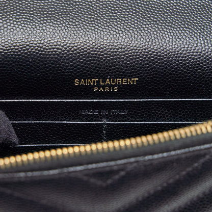 Saint Laurent/YSL Envelop Chain Wallet Caviar Black GHW