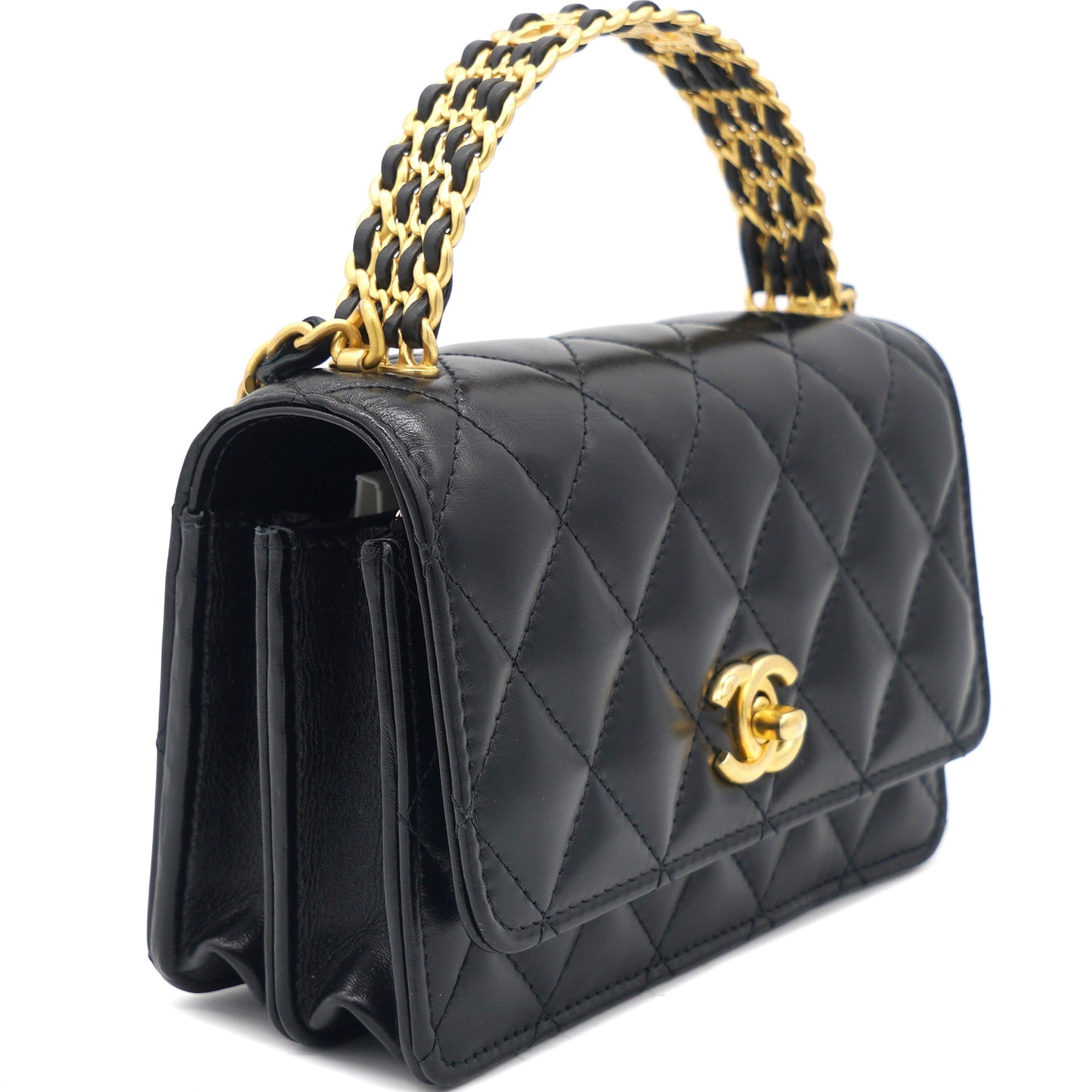 23P Top Handle Wallet on Chain Black