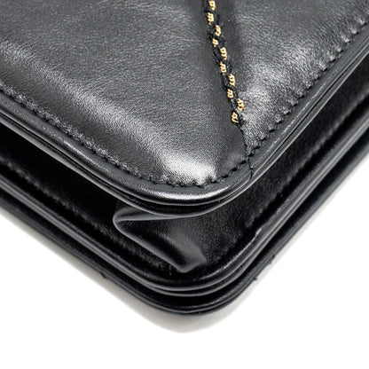 Chanel Quilted Wallet on Chain Shiny Calfskin Black GHW (microchip)