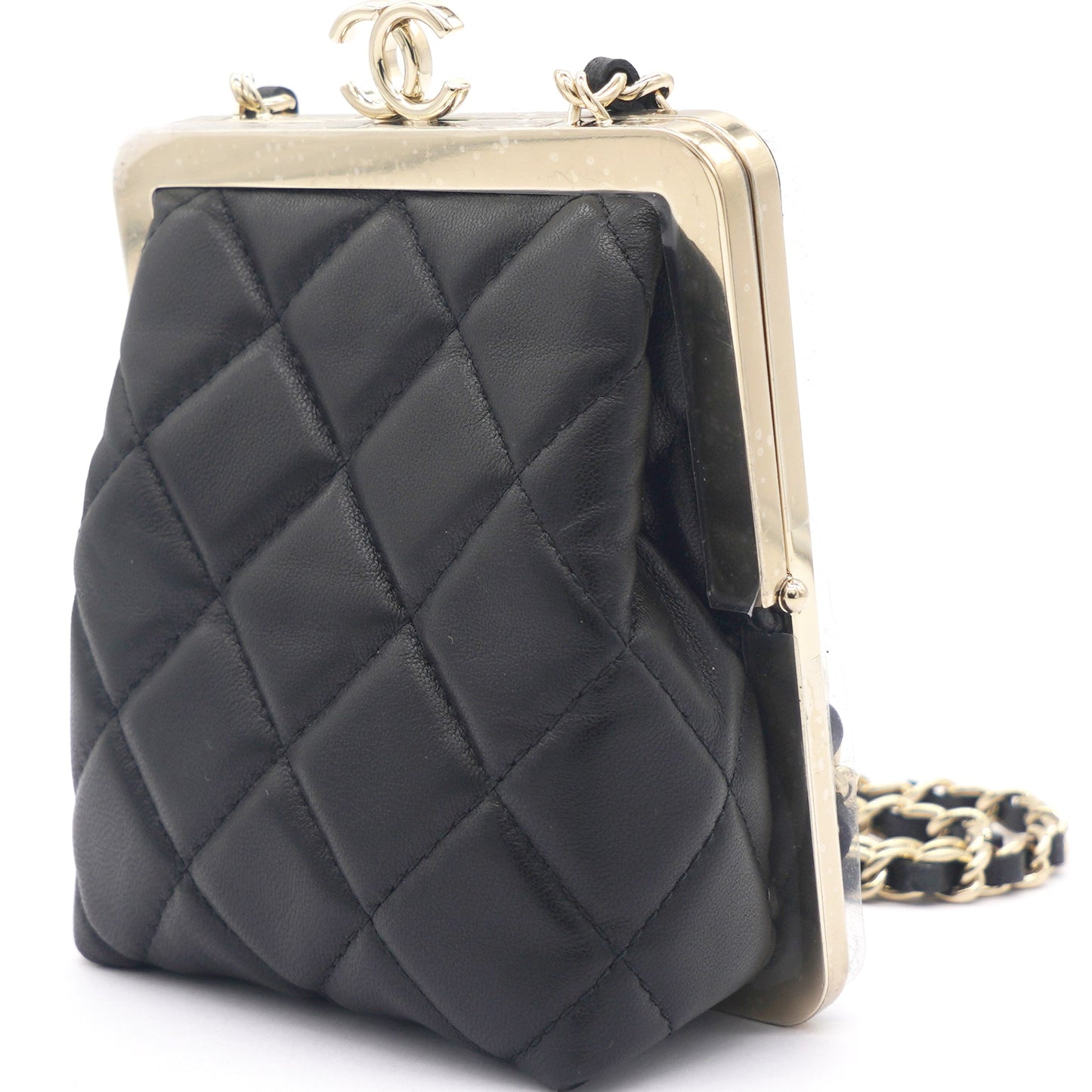 PVC Quilted Wallet On Chain Black