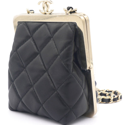 PVC Quilted Wallet On Chain Black