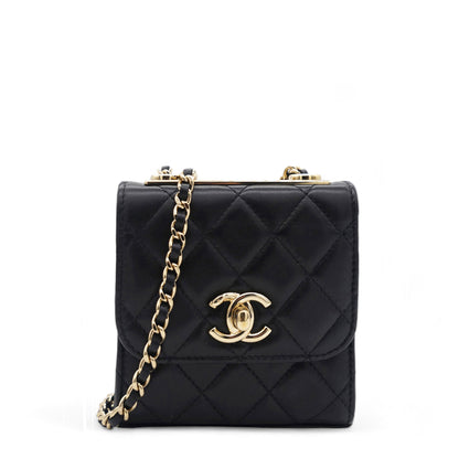 Lambskin Quilted Mini Trendy CC Chain Wallet Black