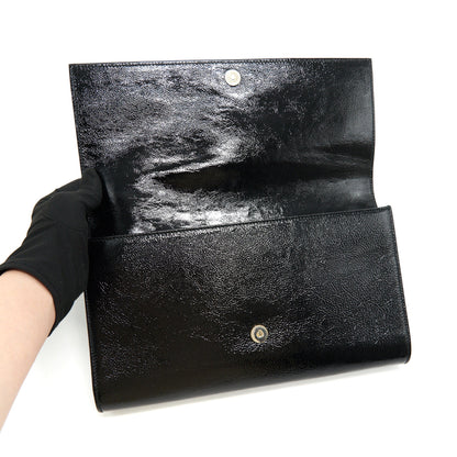 YSL PATENT LEATHER CLUTCH BLACK