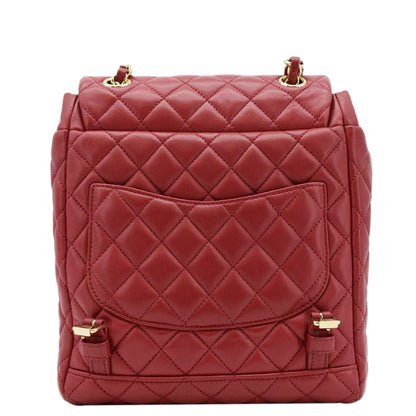 Chanel Urban Spirit Quilted Leather Backpack Bag Red