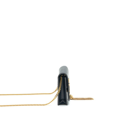 Saint Lauren  Kate wallet on chain with Tassel black GHW