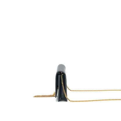 Saint Lauren  Kate wallet on chain with Tassel black GHW