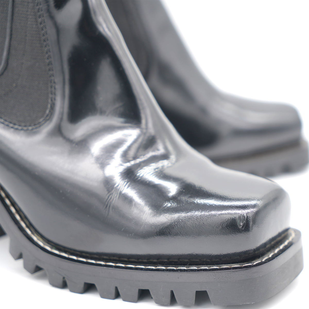 Louis-vuitton Black Fabric and Patent Leather Knee Length Boots Size 39
