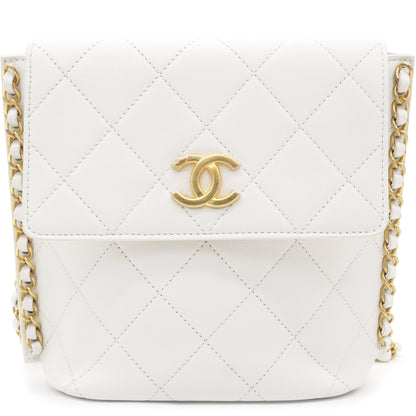 Chain Edge Detail Flap Bag White