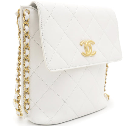 Chain Edge Detail Flap Bag White