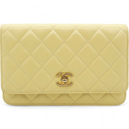 Caviar Crush Quilted Mini Wallet On Chain WOC Yellow