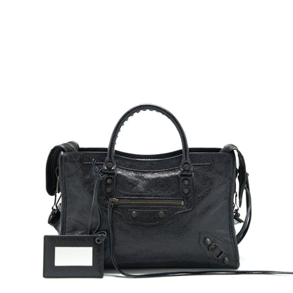 Balenciaga Small Classic City Crossbody Bag black with Logo print strap