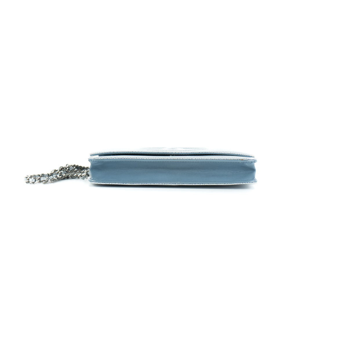 Chanel Caviar Wallet On Chain Light Blue
