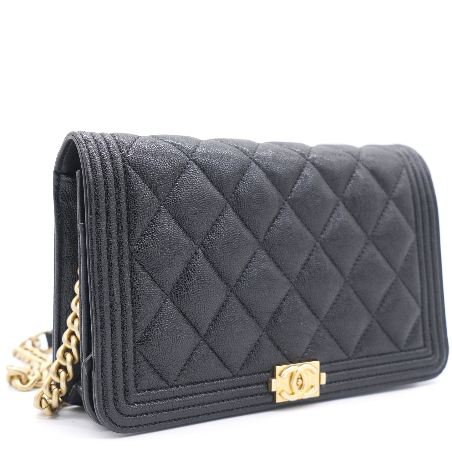 Caviar Quilted Boy Wallet on Chain WOC Black