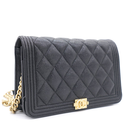 Caviar Quilted Boy Wallet on Chain WOC Black