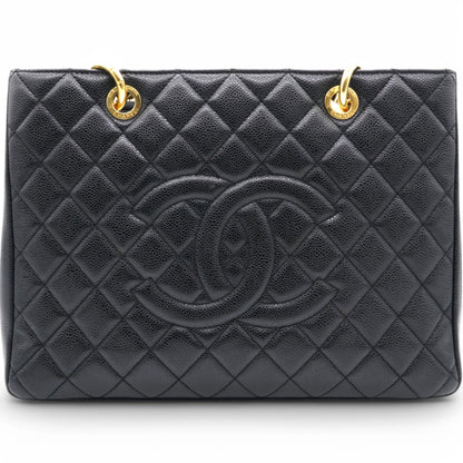 Caviar Quilted Grand Shopping Tote GST Black