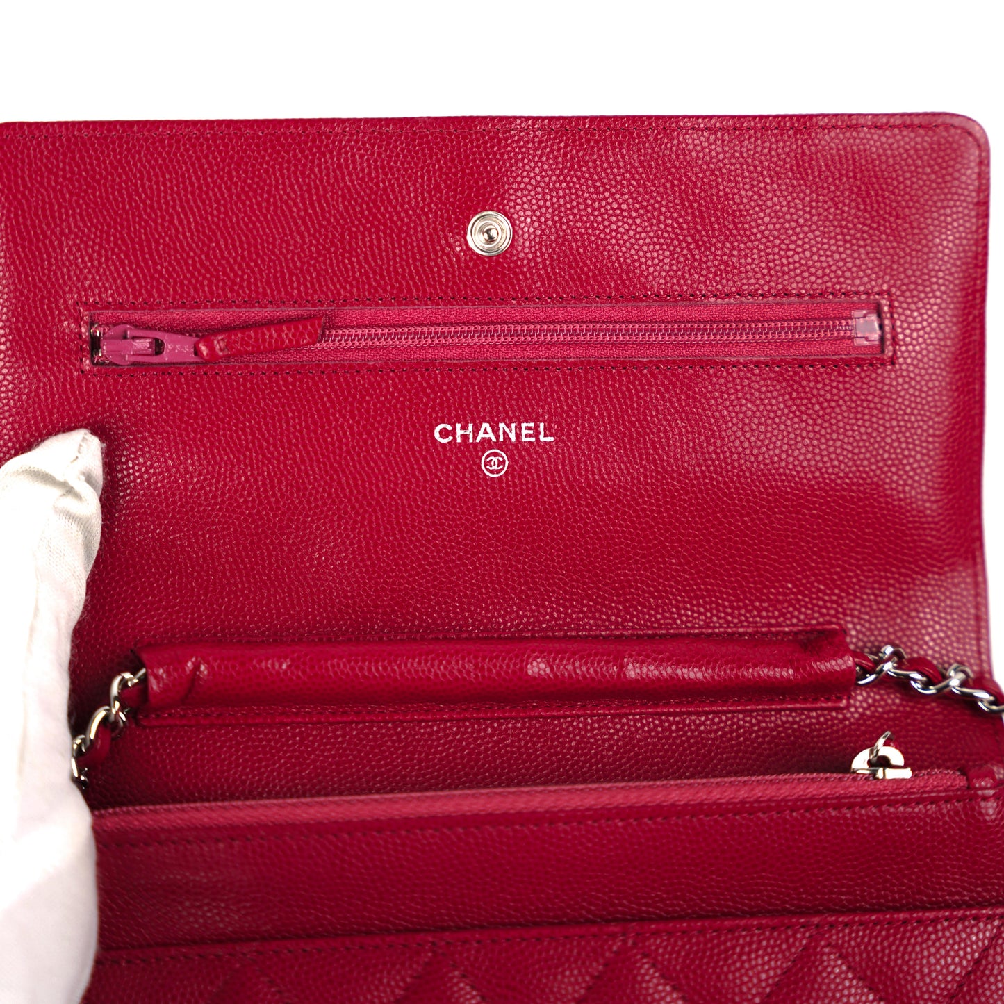 Chanel Wallet on Chain (WOC) Caviar 18B Red