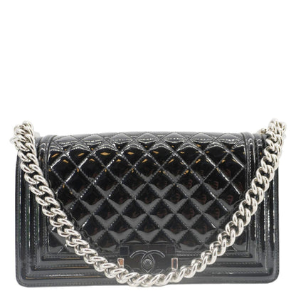 Chanel Boy Flap Medium Plexiglass Patent Leather Crossbody Bag Black