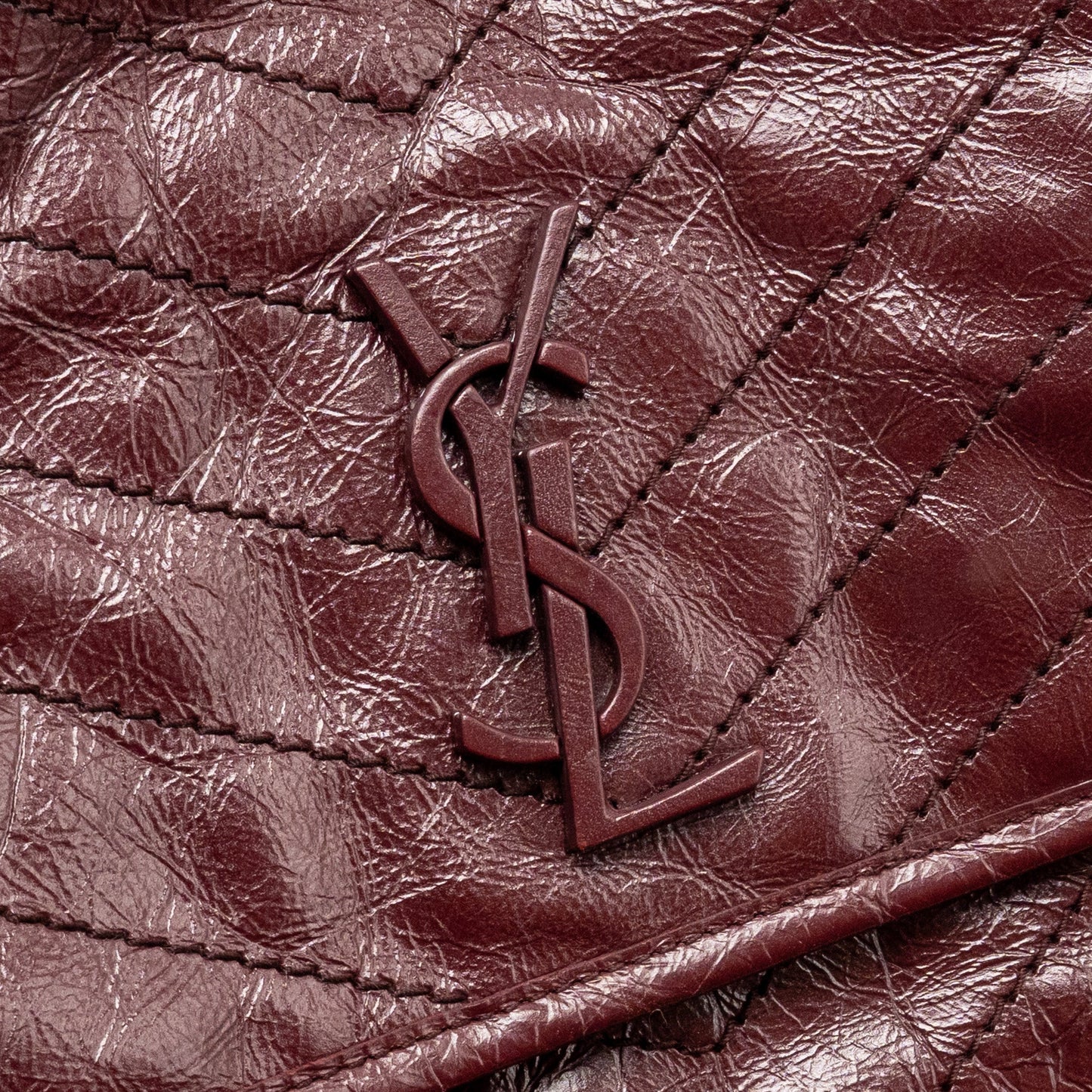 Saint Laurent YSL Medium Niki Shoulder Bag Calfskin Burgundy Ruthenium SHW