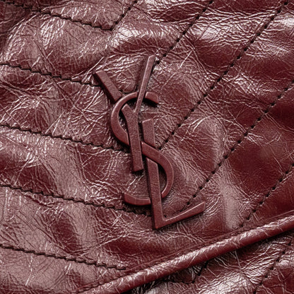 Saint Laurent YSL Medium Niki Shoulder Bag Calfskin Burgundy Ruthenium SHW