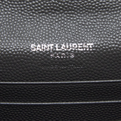 Saint Laurent Small Flap Wallet Grained Calfskin Grey/White SHW