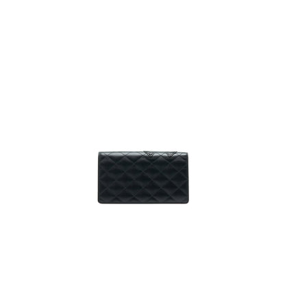 CHANEL Cambon Line Bifold Long Wallet Black