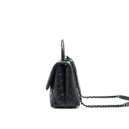 Chanel Coco Handle Small Flap Bag Grained Calfskin & Black Metal
