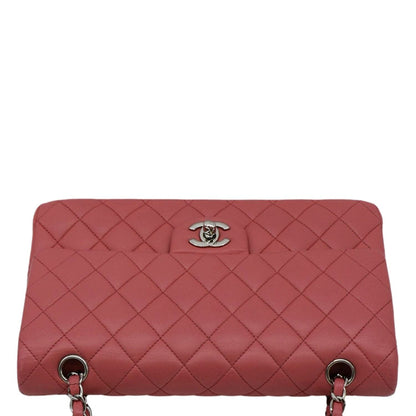 Chanel Classic Double Flap Medium  Quilted Leather Shoulder Bag Salmon Pink
