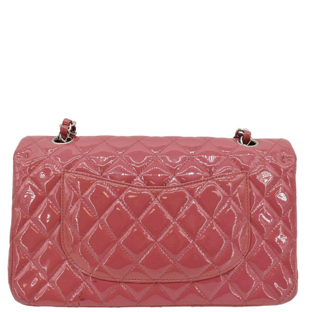 Chanel Classic Double Flap Medium Quilted Patent Leather Shoulder Bag Light Pink