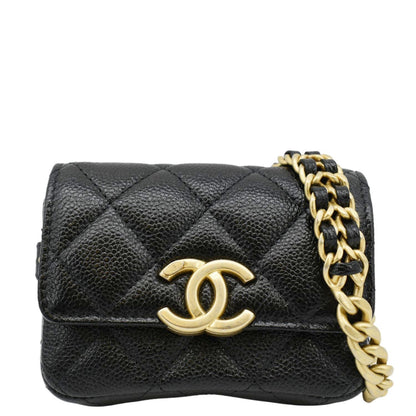 Chanel Sweetheart CC Chain Quilted Caviar Leather Belt Bag Black