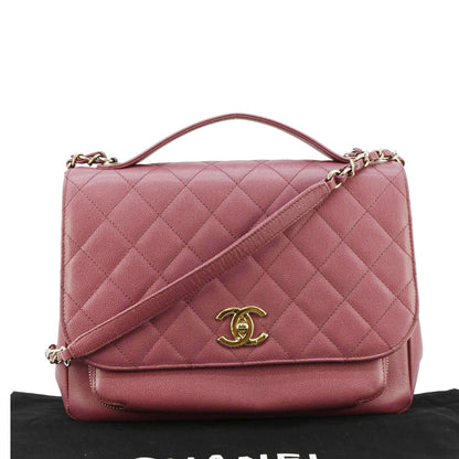 Chanel Business Affinity Medium Flap Quilted Caviar Shoulder Bag Pink