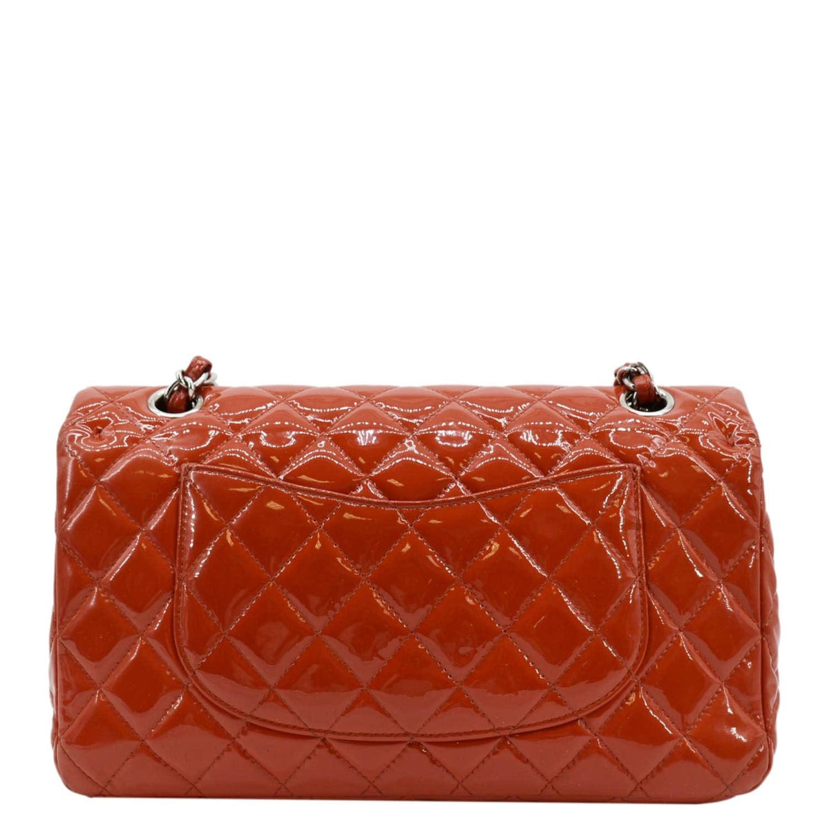 Chanel Classic Medium Double Flap Patent Leather Shoulder Bag Red