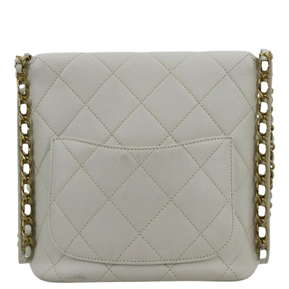 Chanel Chain Flap Quilted Leather Hobo Shoulder Bag Ivory