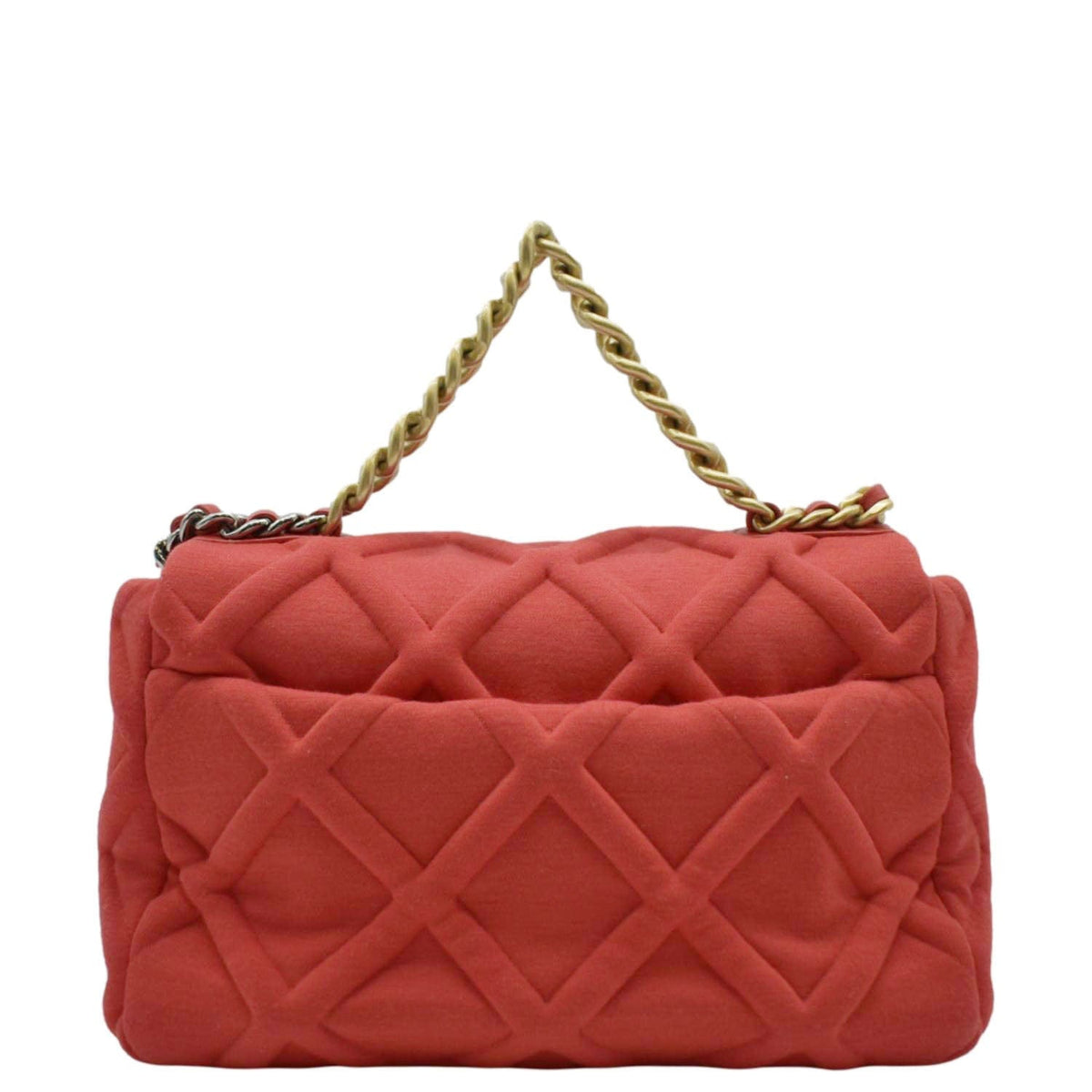 Chanel 19 Flap Quitled Jersey Lambskin Shoulder Bag Red