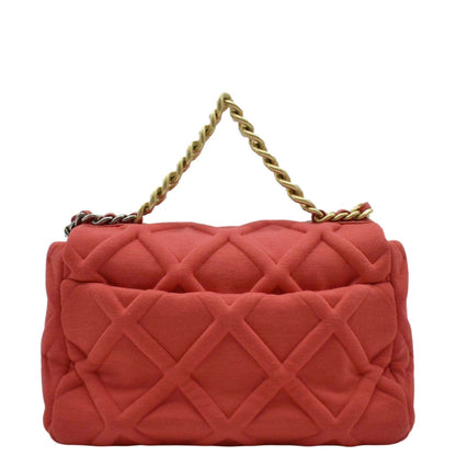 Chanel 19 Flap Quitled Jersey Lambskin Shoulder Bag Red