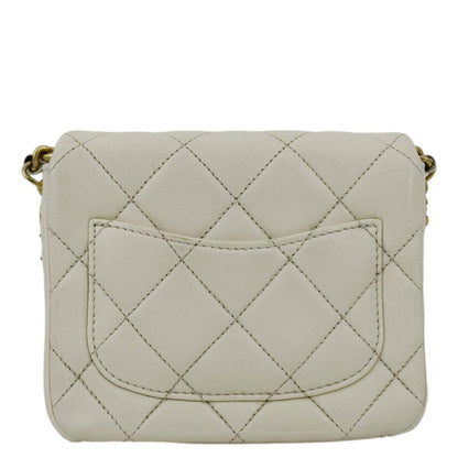 Chanel Side Note Flap Quilted Leather Crossbody Bag Off White