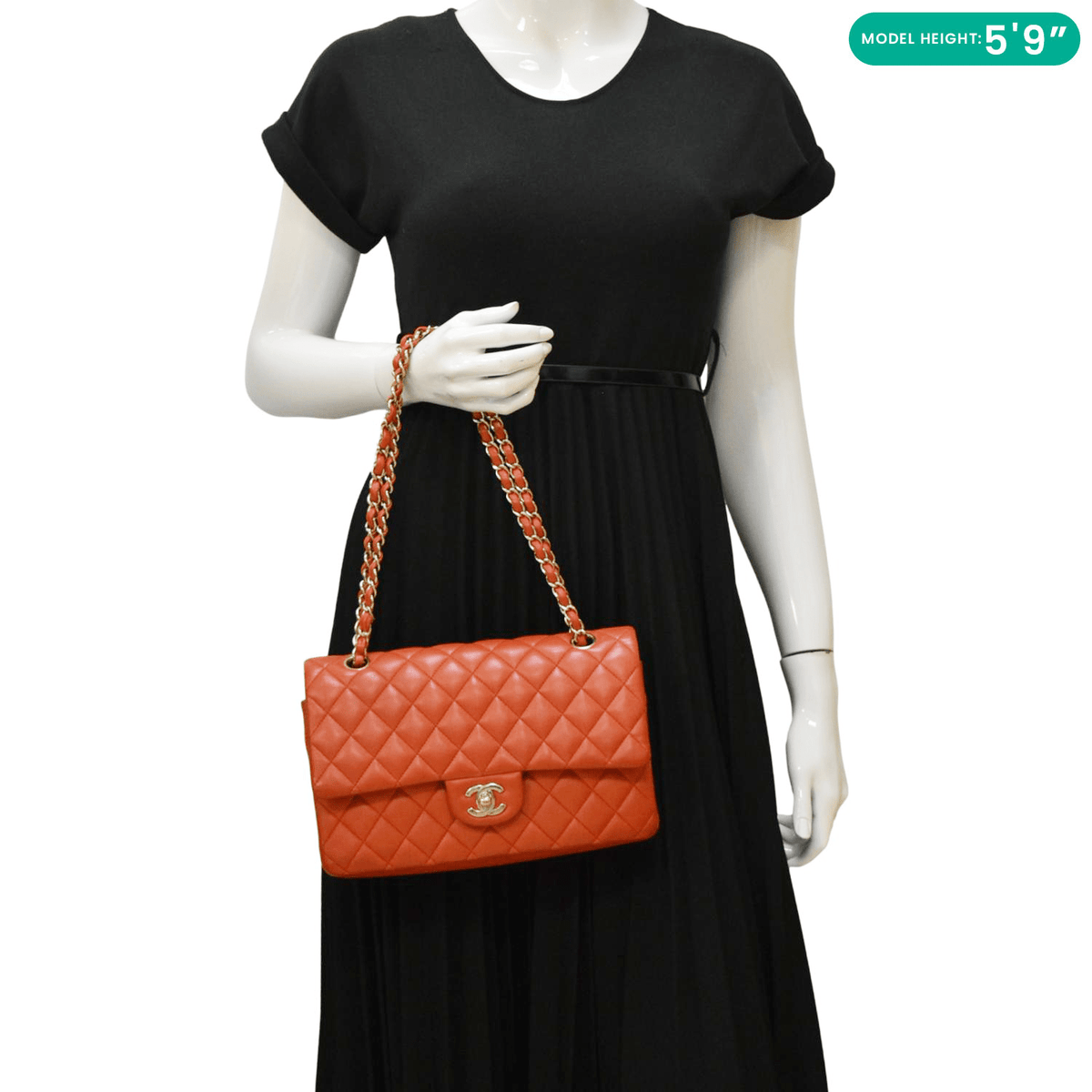 Chanel Classic Double Flap Medium Quilted Leather Shoulder Bag Red