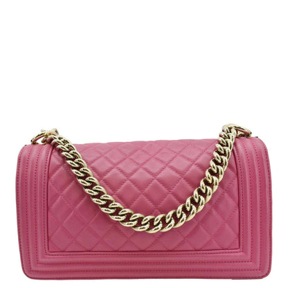Chanel Medium Boy Flap Quilted Leather Shoulder Bag Pink