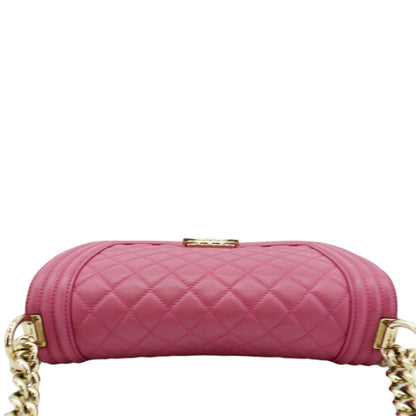Chanel Medium Boy Flap Quilted Leather Shoulder Bag Pink