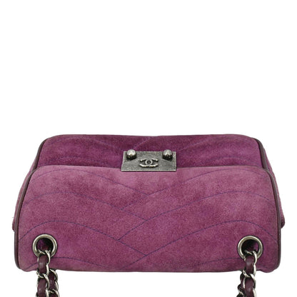 Chanel Pagoda Flap Suede Leather Shoulder Bag Purple