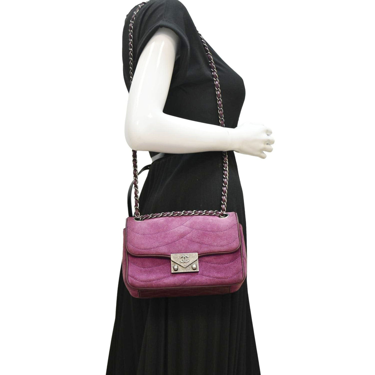 Chanel Pagoda Flap Suede Leather Shoulder Bag Purple