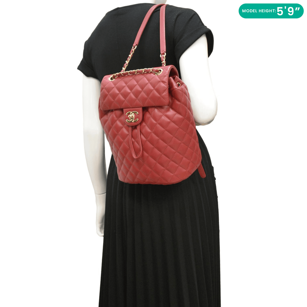 Chanel Urban Spirit Quilted Leather Backpack Bag Red