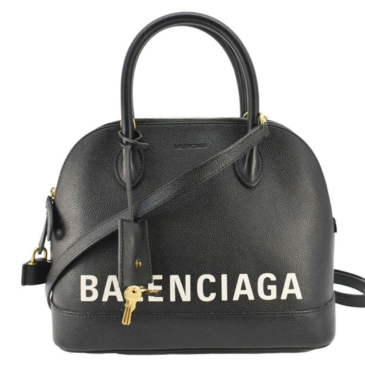Balenciaga Ville Top Handle Grained Leather Crossbody Bag Black
