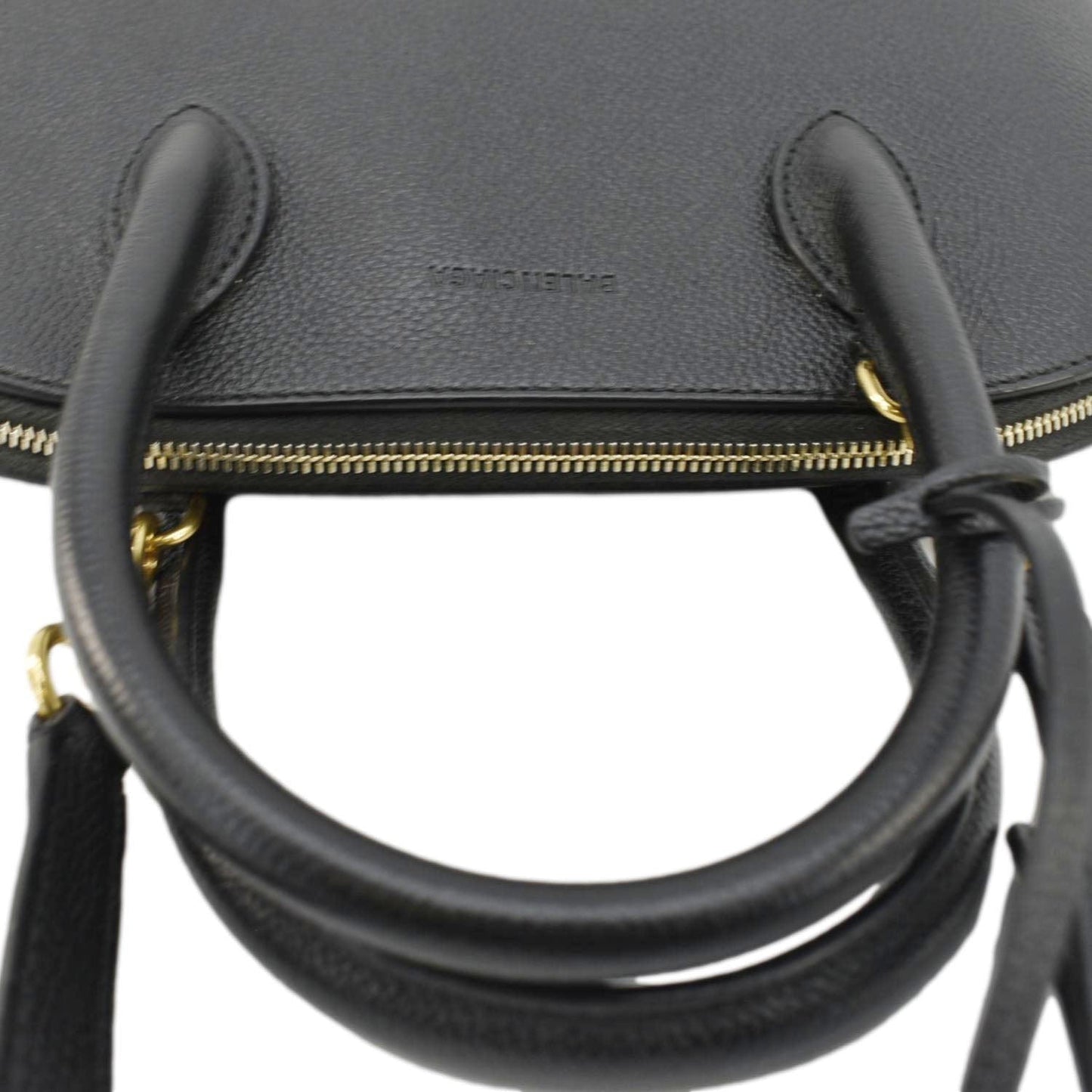Balenciaga Ville Top Handle Grained Leather Crossbody Bag Black