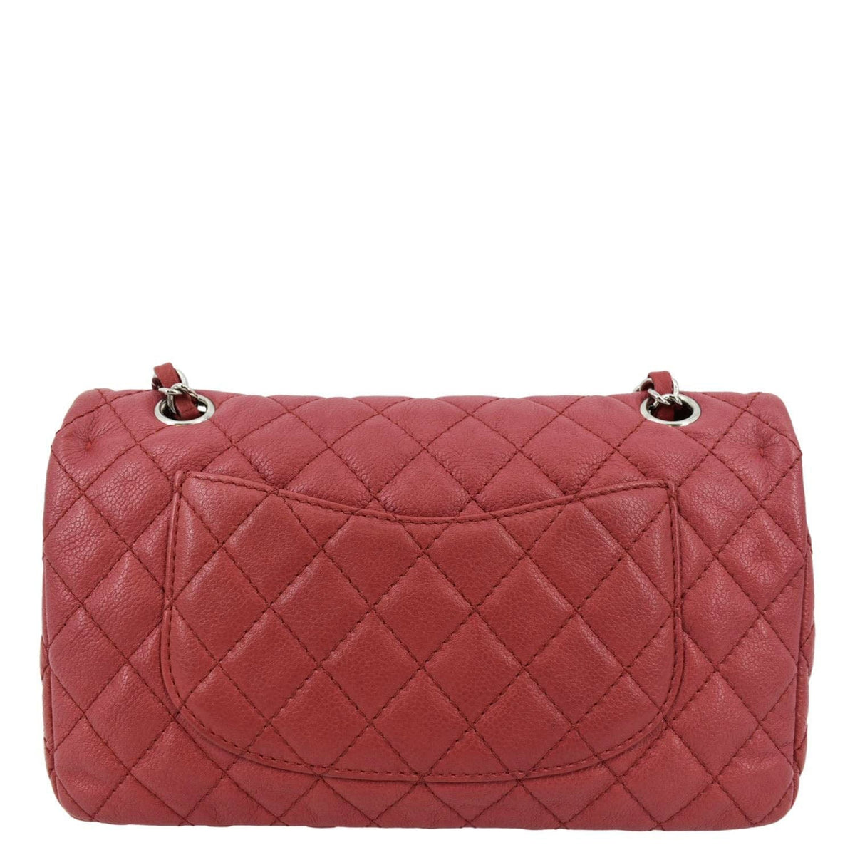 Chanel Classic Medium Double Flap Quilted Caviar Leather Shoulder Bag Red