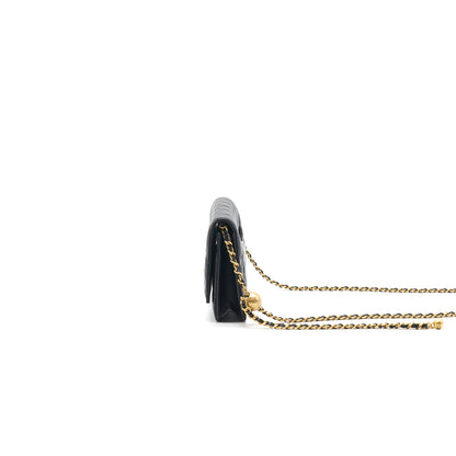 Chanel Lambskin Quilted CC Pearl Crush Wallet on Chain Black GHW