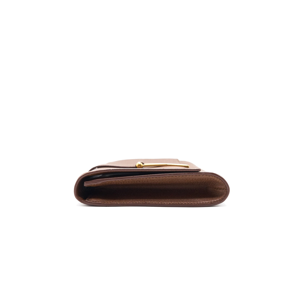 YSL Y Logo Calfskin Leather Clutch Brown