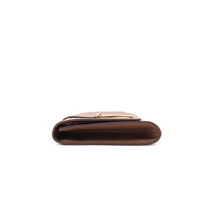 YSL Y Logo Calfskin Leather Clutch Brown