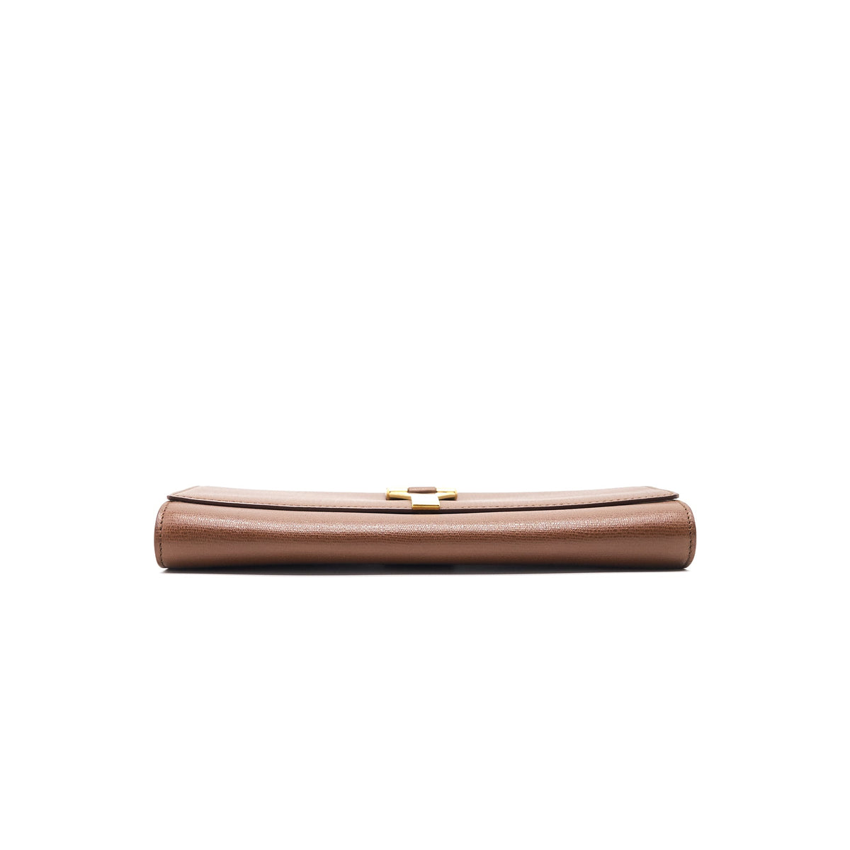 YSL Y Logo Calfskin Leather Clutch Brown